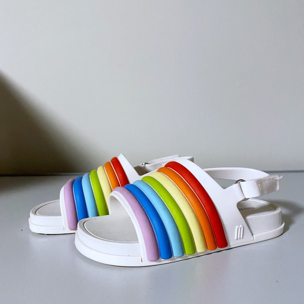 Mini Melissa Rainbow Velcro Slide Sandals